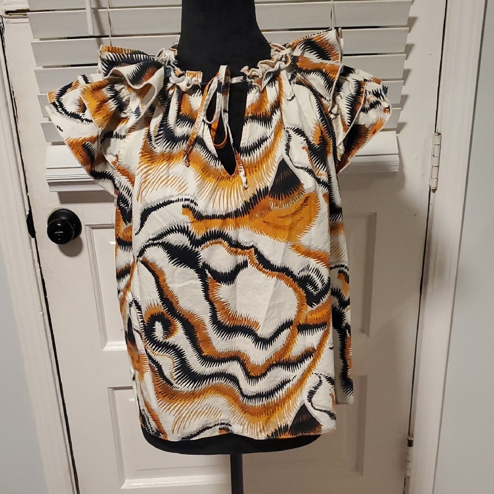 Willa Story Stylish Orange and Black Women's Top